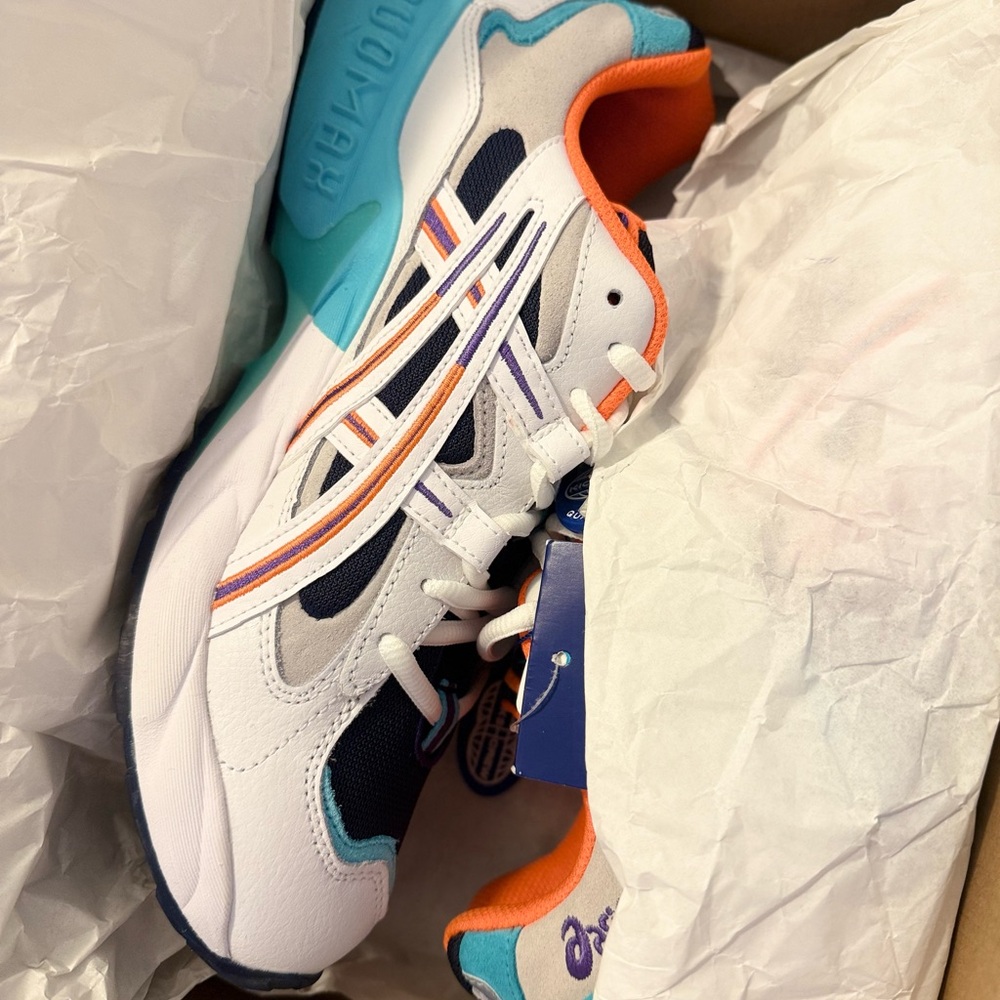 Kids White and Blue Sneakers